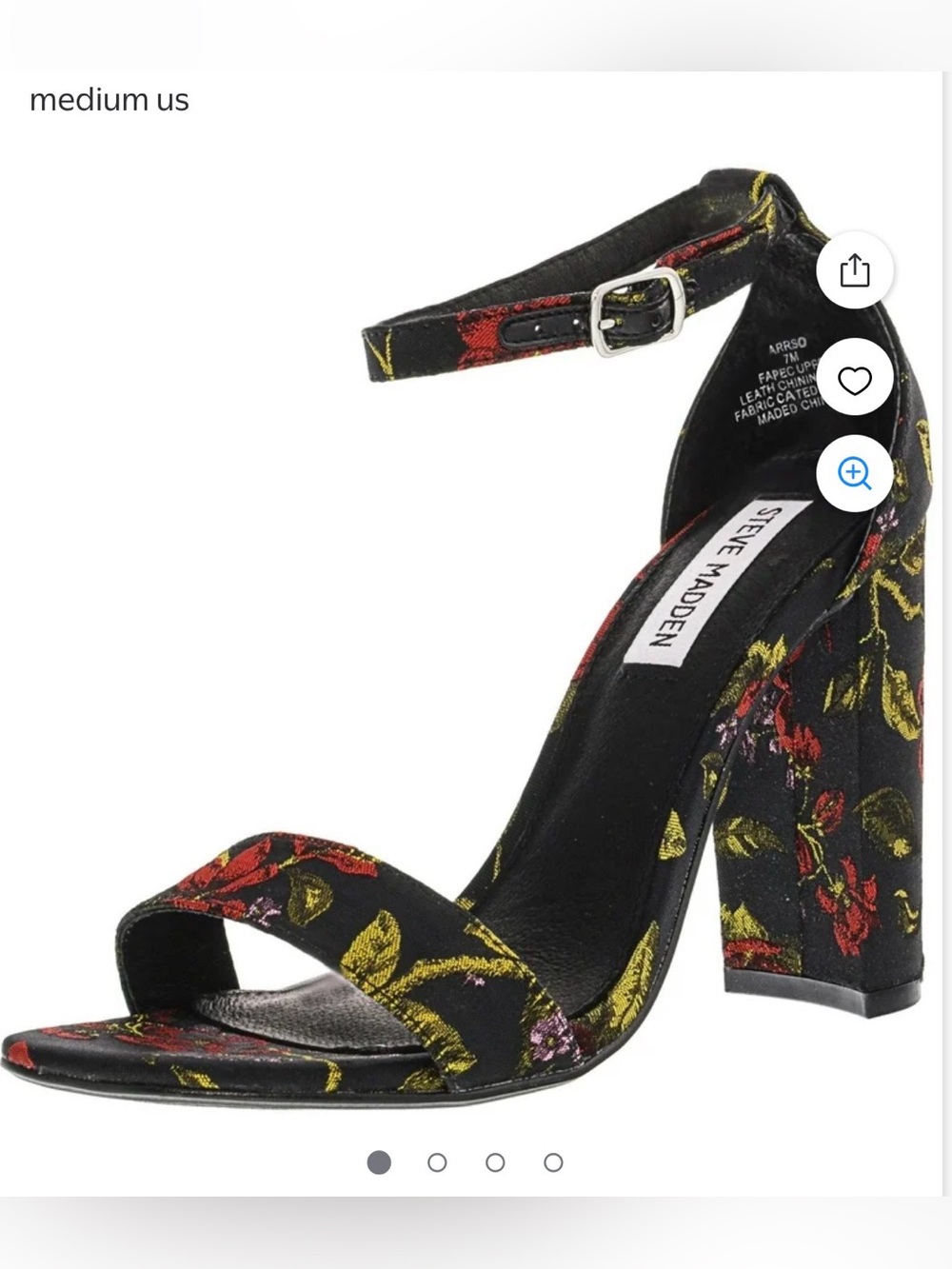 Steve Madden Black Floral Block Heel Sandals